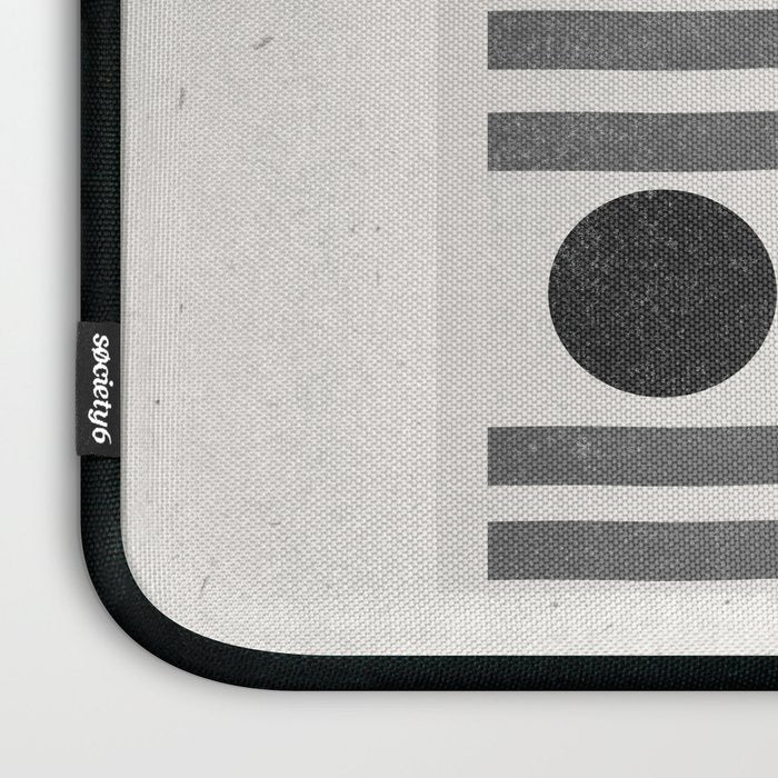 Black and Beige Modern Craft Design Retro Stripes and Circles Laptop Sleeve Gallery Image 3