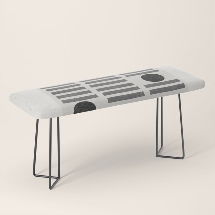 Black and Beige Modern Craft Design Retro Stripes and Circles Bench Gallery Image 1