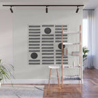 Black and Beige Modern Craft Design Retro Stripes and Circles Wall Mural Gallery Image 1