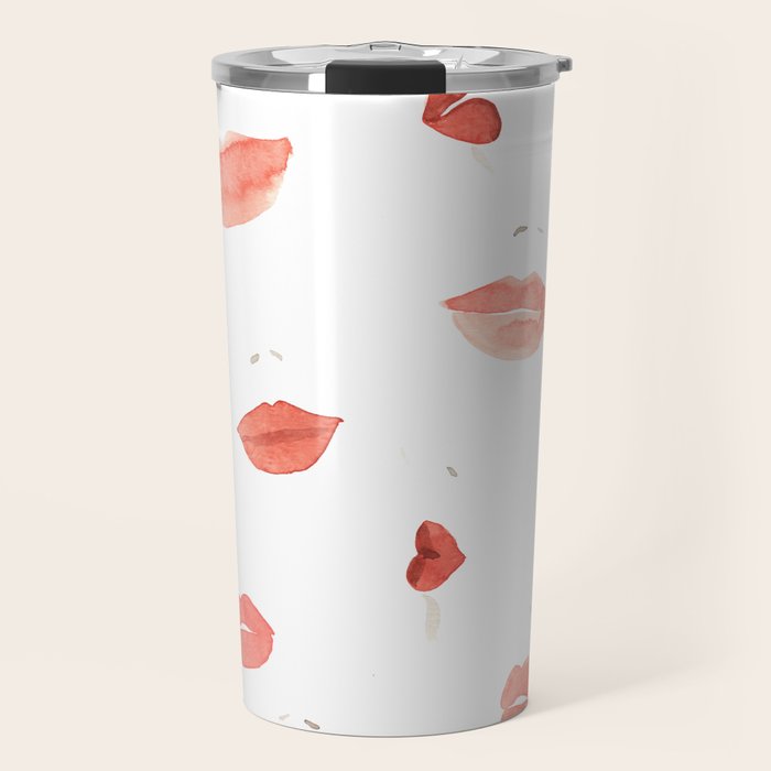Watercolor Lips Travel Mug Gallery Image 1