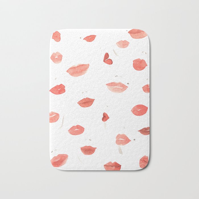 Watercolor Lips Bath Mat Gallery Image 1
