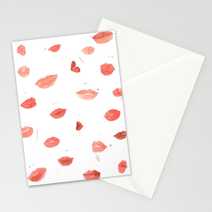 Watercolor Lips Stationery Card Gallery Image 2