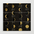 The Lunar Cycle â¢ Phases of the Moon - Black & Gold Palette Wood Wall Art Gallery Image 1