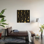 The Lunar Cycle â¢ Phases of the Moon - Black & Gold Palette Wood Wall Art Gallery Image 2