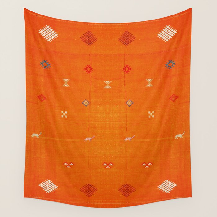 Boho Oriental Orange Traditional Desert Moroccan Style  Wall Tapestry Gallery Image 4