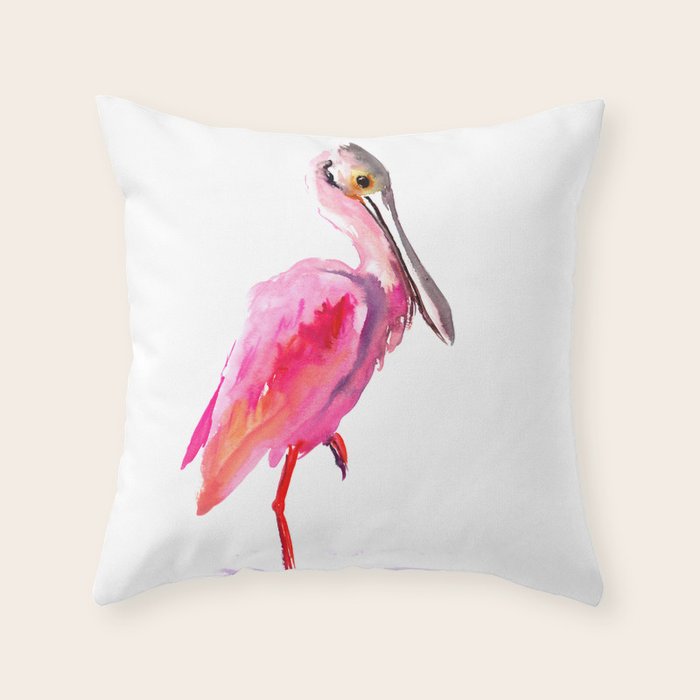 Roseate spoonbill Throw Pillow Gallery Image 6