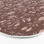 Cafe Block Print Floral - Brown Pink Bath Mat Gallery Image 3