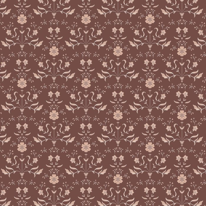 Cafe Block Print Floral - Brown Pink Coffee Mug Gallery Image 2