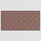Cafe Block Print Floral - Brown Pink Desk Mat Gallery Image 3