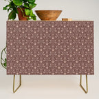 Cafe Block Print Floral - Brown Pink Credenza Gallery Image 1