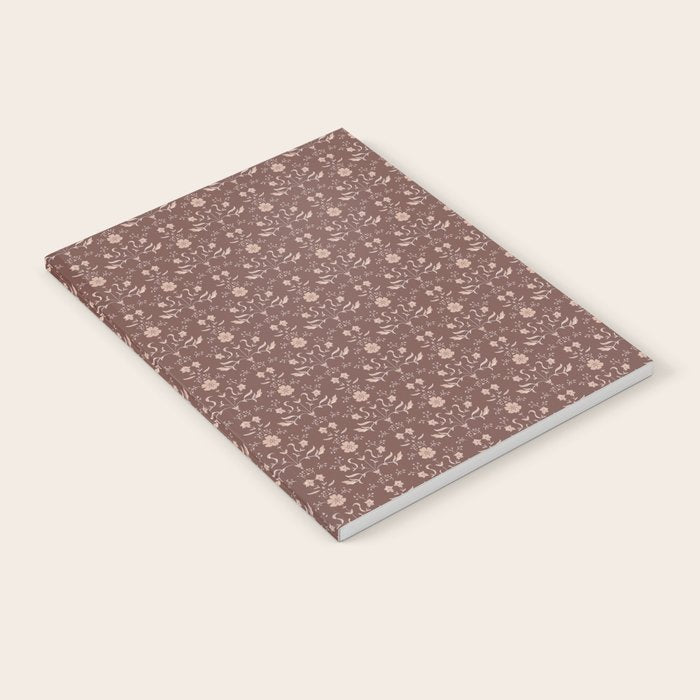 Cafe Block Print Floral - Brown Pink Notebook Gallery Image 2