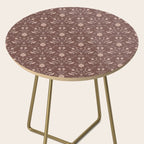 Cafe Block Print Floral - Brown Pink Side Table Gallery Image 2