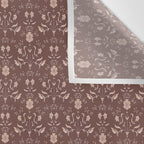 Cafe Block Print Floral - Brown Pink Wall Tapestry Gallery Image 3