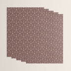 Cafe Block Print Floral - Brown Pink Wrapping Paper Gallery Image 3