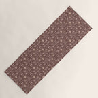 Cafe Block Print Floral - Brown Pink Yoga Mat Gallery Image 1