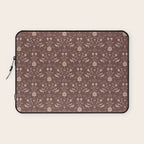 Cafe Block Print Floral - Brown Pink Laptop Sleeve Gallery Image 1