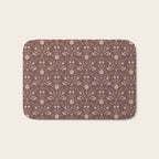 Cafe Block Print Floral - Brown Pink Bath Mat Gallery Image 1