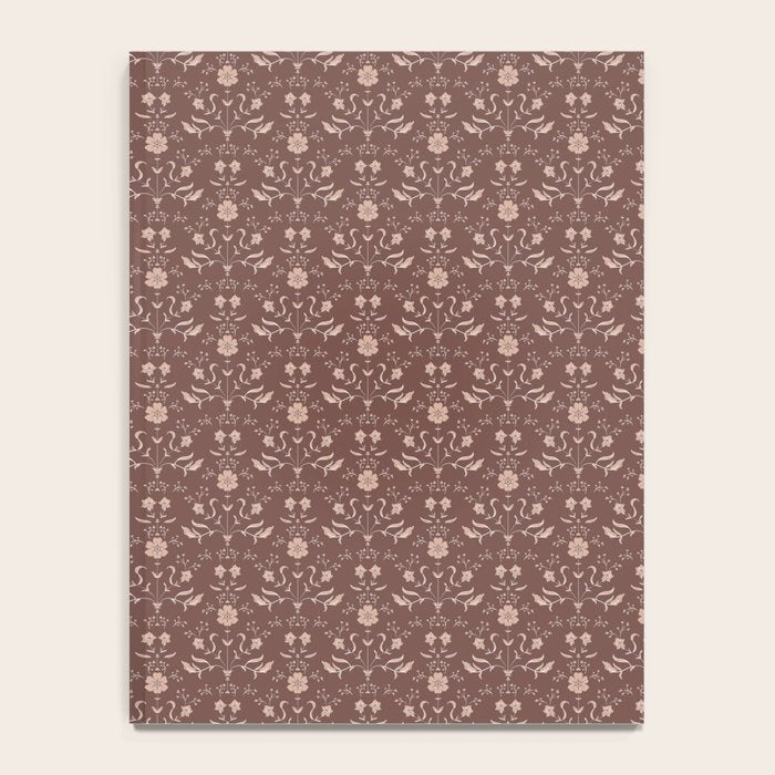 Cafe Block Print Floral - Brown Pink Notebook Gallery Image 4