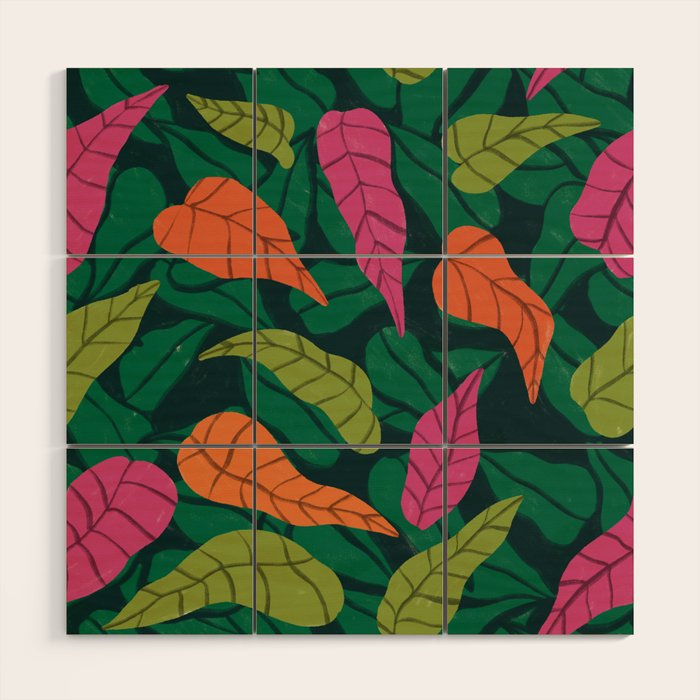 Tropical Leaf Pattern  Wood Wall Art Gallery Image 1