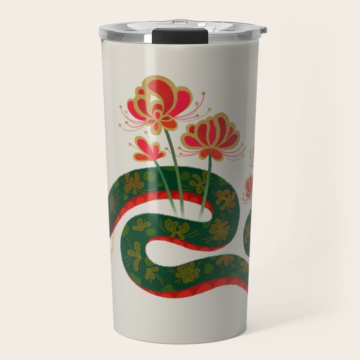 Snake and flowers Travel Mug Gallery Image 1