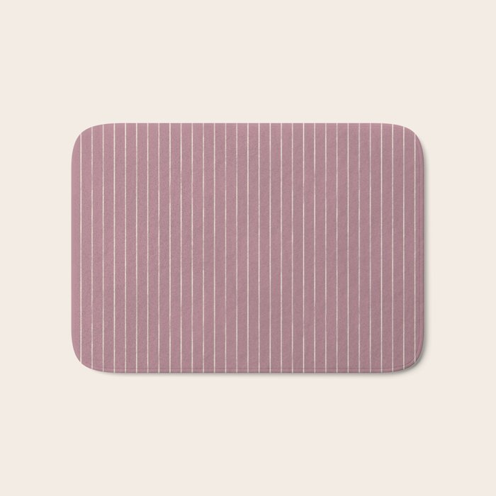 Romantic Botanica Coordinator - Thin Stripes in Rosewood Pink Bath Mat Gallery Image 1