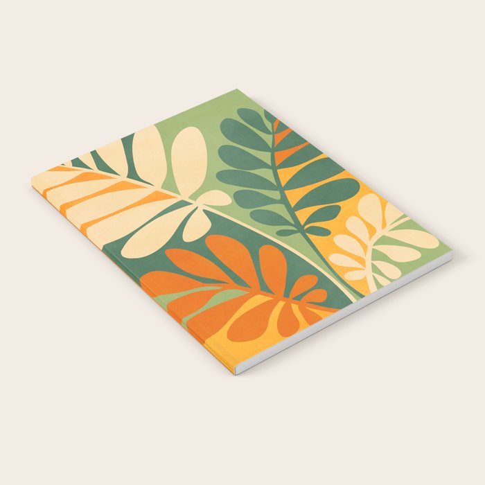 Retro Earthy Floral in Green and Orange Notebook Gallery Image 1
