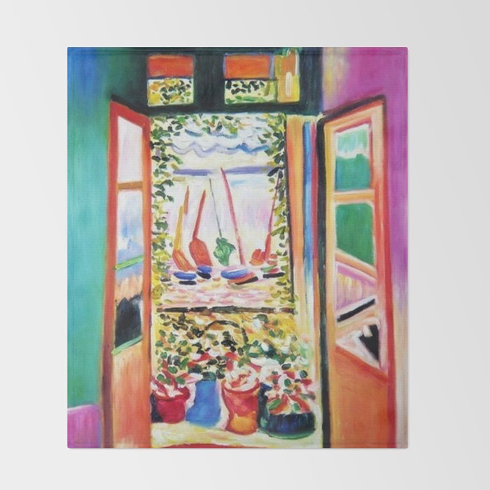 The Open Window Coastal - Floral and Maritime Collioure oil painting by Henri Matisse oil paint Throw Blanket Gallery Image 2