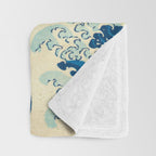 Japanese Woodblock Print The Great Wave of Kanagawa by Katsushika Hokusai Throw Blanket Gallery Image 3