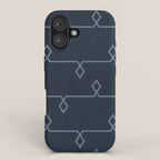 Boho Ethnic Striped Pattern on Navy Blue iPhone Case Gallery Image 1