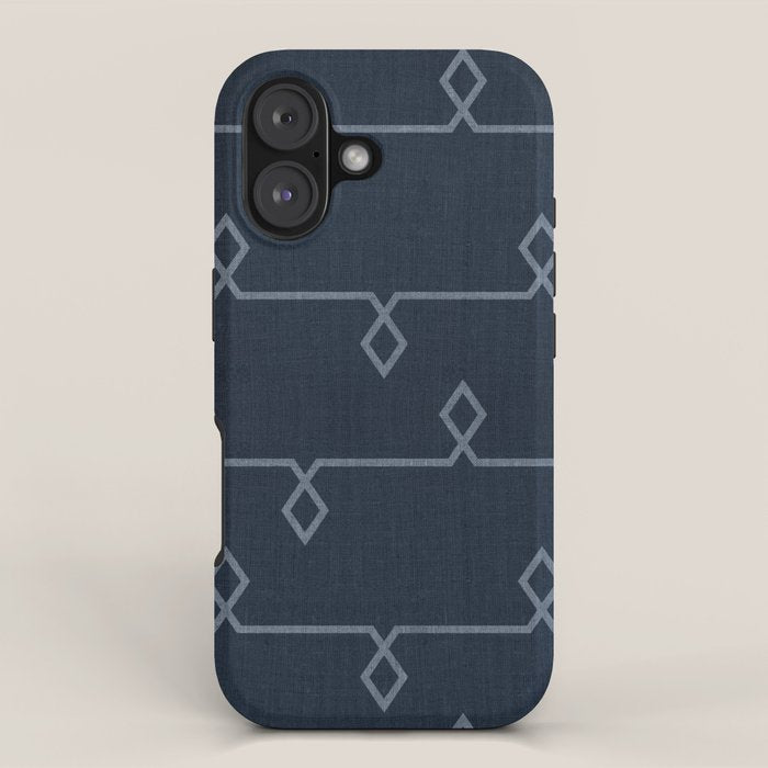 Boho Ethnic Striped Pattern on Navy Blue iPhone Case Gallery Image 1