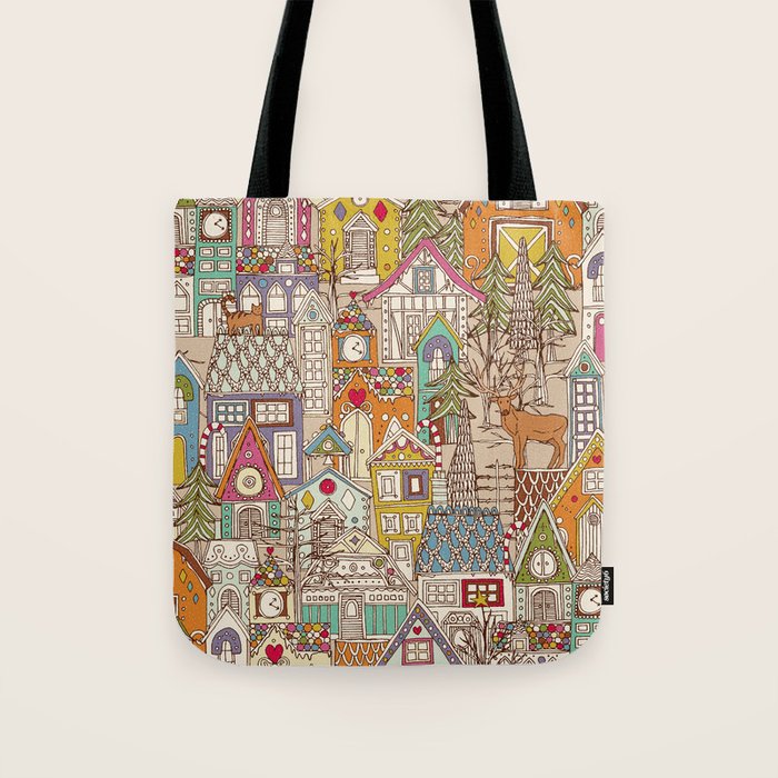 vintage gingerbread town Tote Bag Gallery Image 1