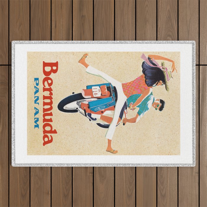 1960 Bermuda Pan American Airlines Travel Poster Outdoor Rug Gallery Image 1