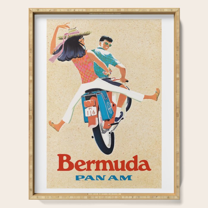 1960 Bermuda Pan American Airlines Travel Poster Serving Tray Gallery Image 1