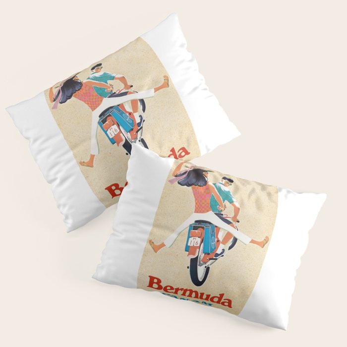 1960 Bermuda Pan American Airlines Travel Poster Pillow Sham Gallery Image 3