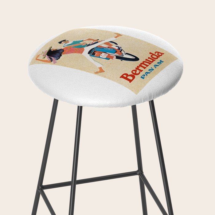 1960 Bermuda Pan American Airlines Travel Poster Stool Gallery Image 2