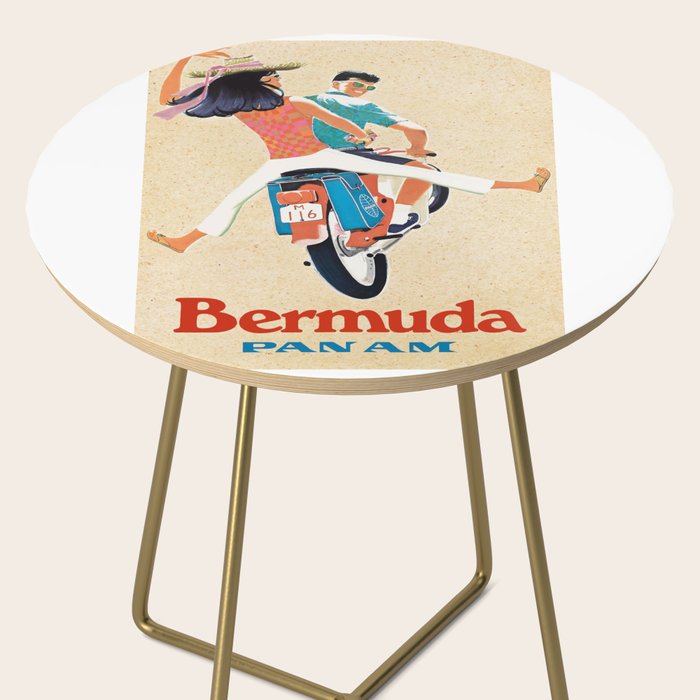1960 Bermuda Pan American Airlines Travel Poster Side Table Gallery Image 2