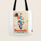 1960 Bermuda Pan American Airlines Travel Poster Tote Bag Gallery Image 1