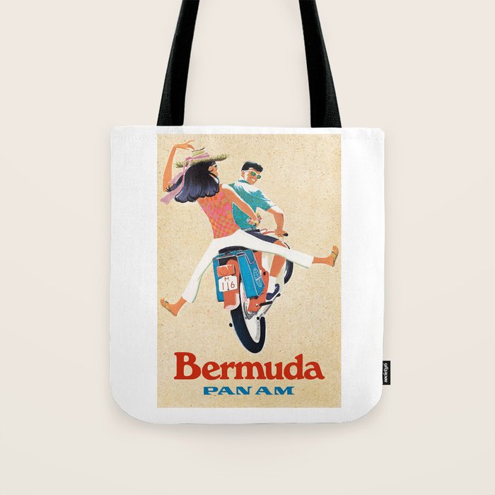 1960 Bermuda Pan American Airlines Travel Poster Tote Bag Gallery Image 1