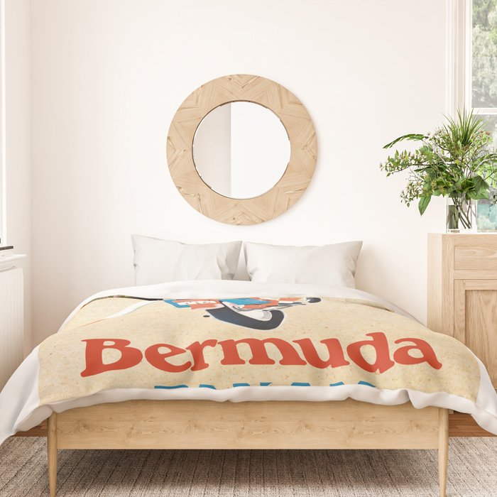 1960 Bermuda Pan American Airlines Travel Poster Duvet Cover Gallery Image 3