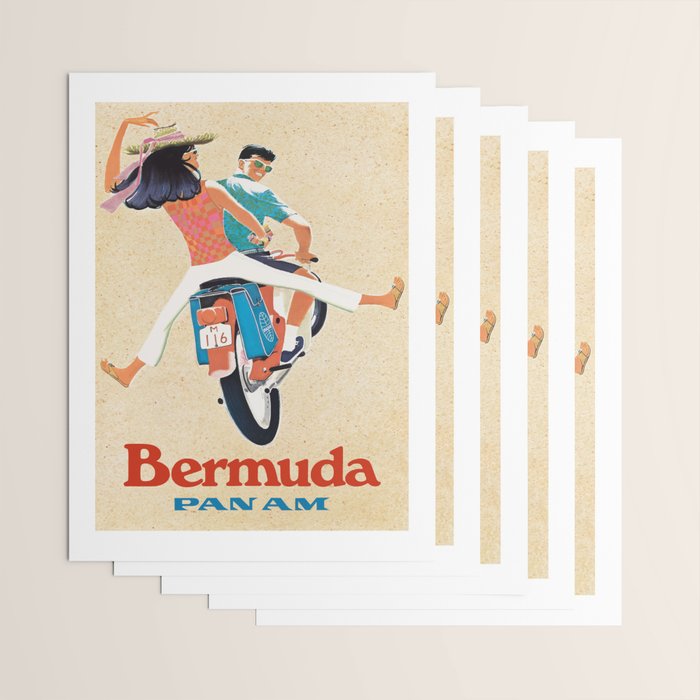 1960 Bermuda Pan American Airlines Travel Poster Wrapping Paper Gallery Image 3