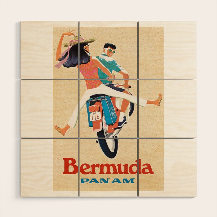 1960 Bermuda Pan American Airlines Travel Poster Wood Wall Art Gallery Image 1