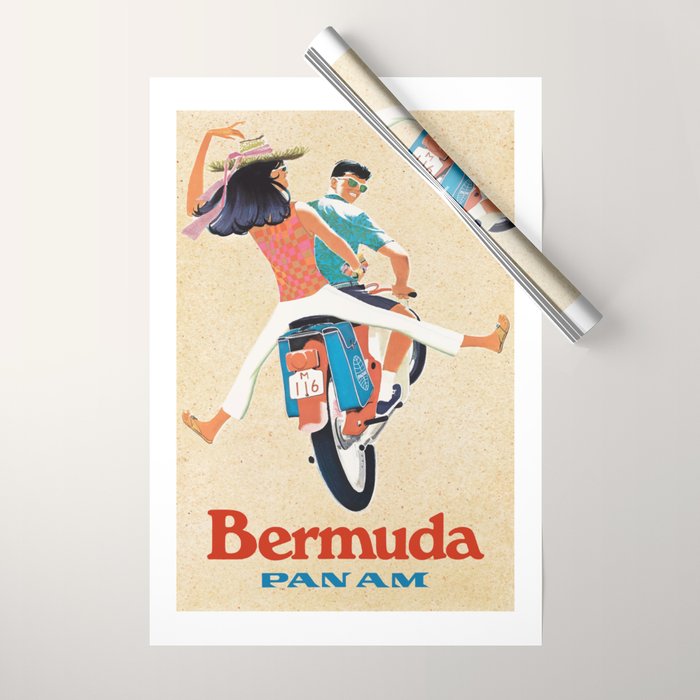 1960 Bermuda Pan American Airlines Travel Poster Wrapping Paper Gallery Image 1