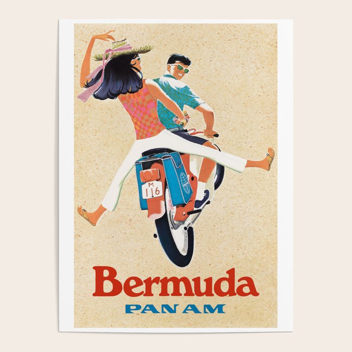 1960 Bermuda Pan American Airlines Travel Poster Poster Gallery Image 1