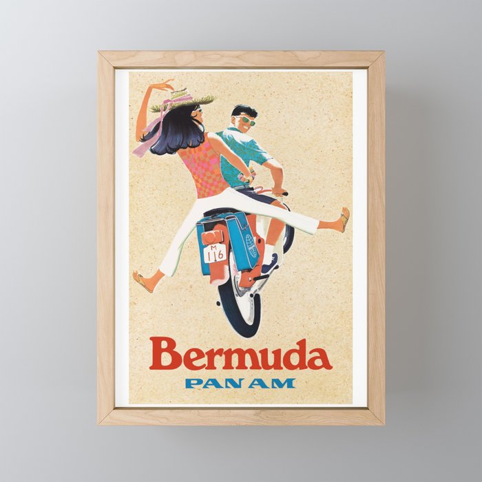 1960 Bermuda Pan American Airlines Travel Poster Mini Art Print