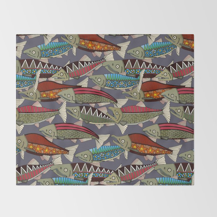 Alaskan salmon dusk Throw Blanket Gallery Image 2