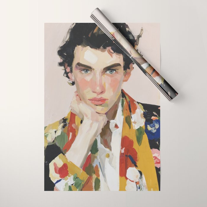 Floral Gaze Portrait Wrapping Paper Gallery Image 1