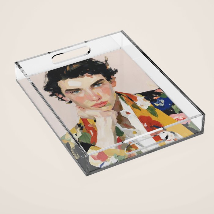 Floral Gaze Portrait Acrylic Tray Gallery Image 1
