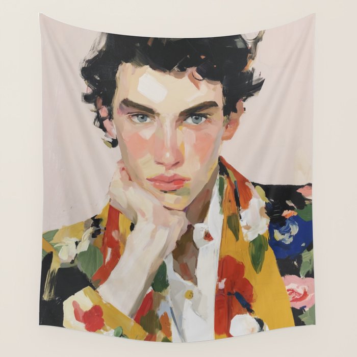 Floral Gaze Portrait Wall Tapestry Gallery Image 4