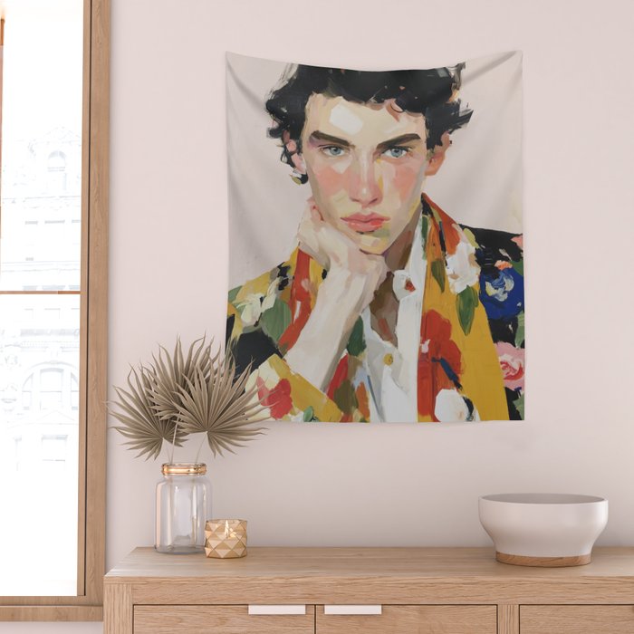 Floral Gaze Portrait Wall Tapestry Gallery Image 2