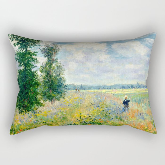 Claude Monet "Poppy Field, Argenteuil" Rectangular Pillow Gallery Image 1